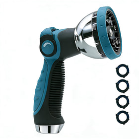 Solifo garden hose nozzle with metal structure for durable, rust-resistant outdoor use.