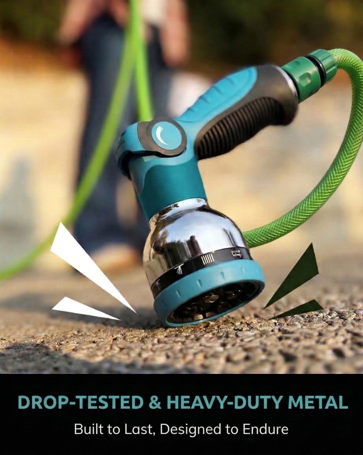 Solifo nozzle features thumb-control on/off for easy one-handed operation.