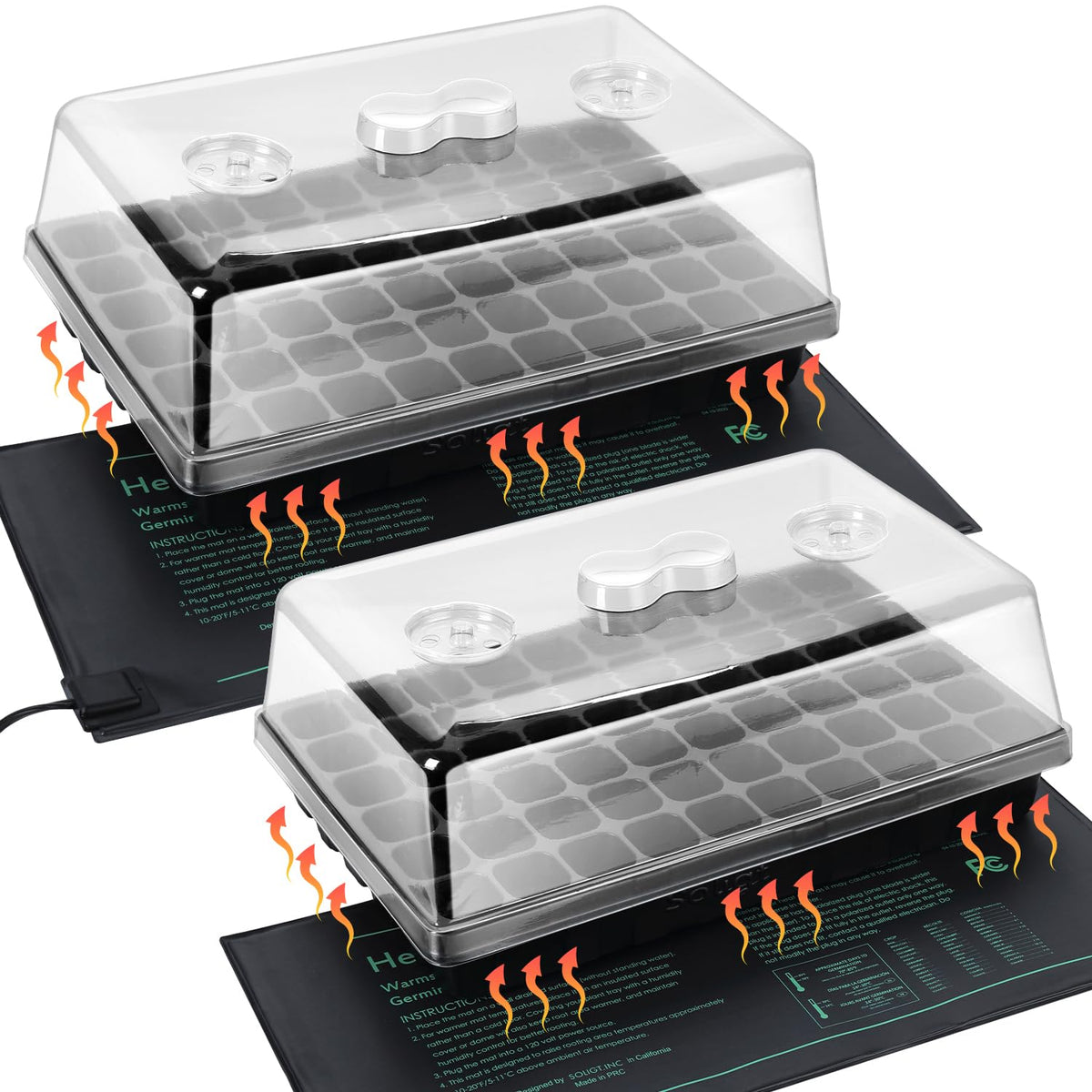 SOLIGT 2-set 60-cell seed starter trays for efficient germination and cloning.