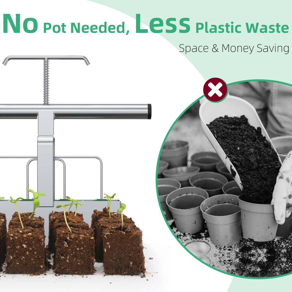 SOLIGT easy separation keeps soil cubes intact during release.