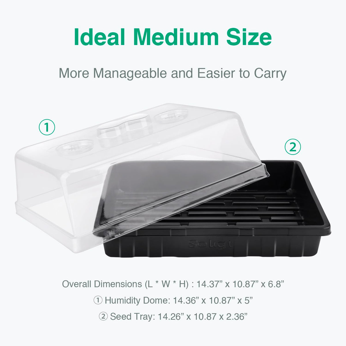 SOLIGT five-tray set with domes, ideal for compact seed propagation.