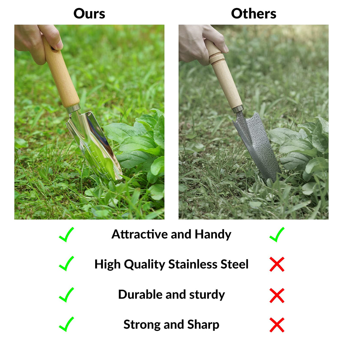 SOLIGT large trowel helps planting and transplanting with comfort.