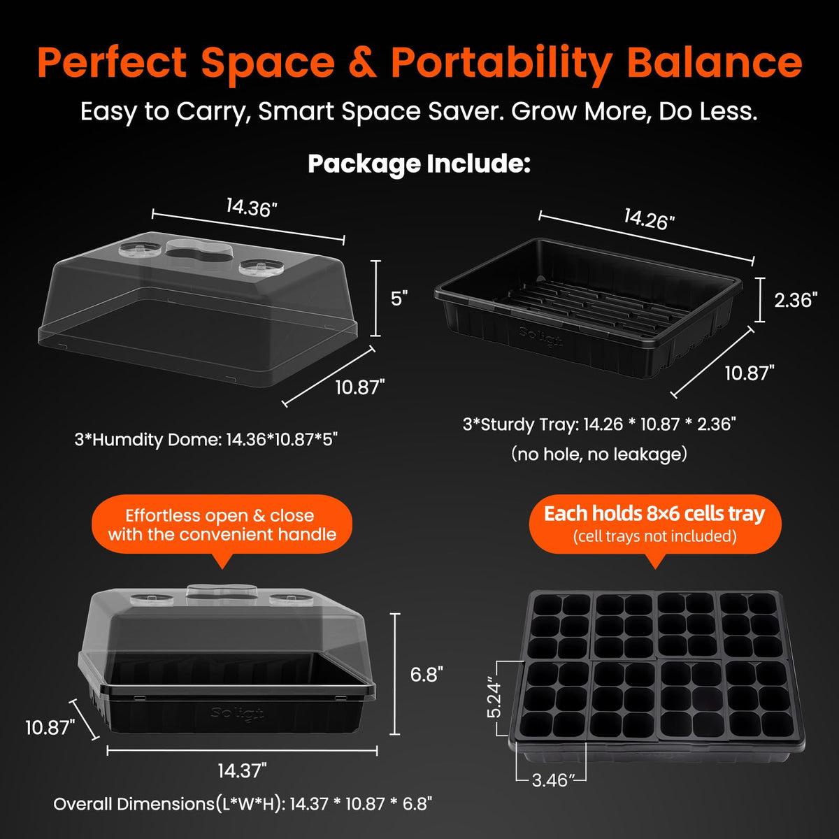 SOLIGT no-hole seed trays prevent leaks during watering and propagation.