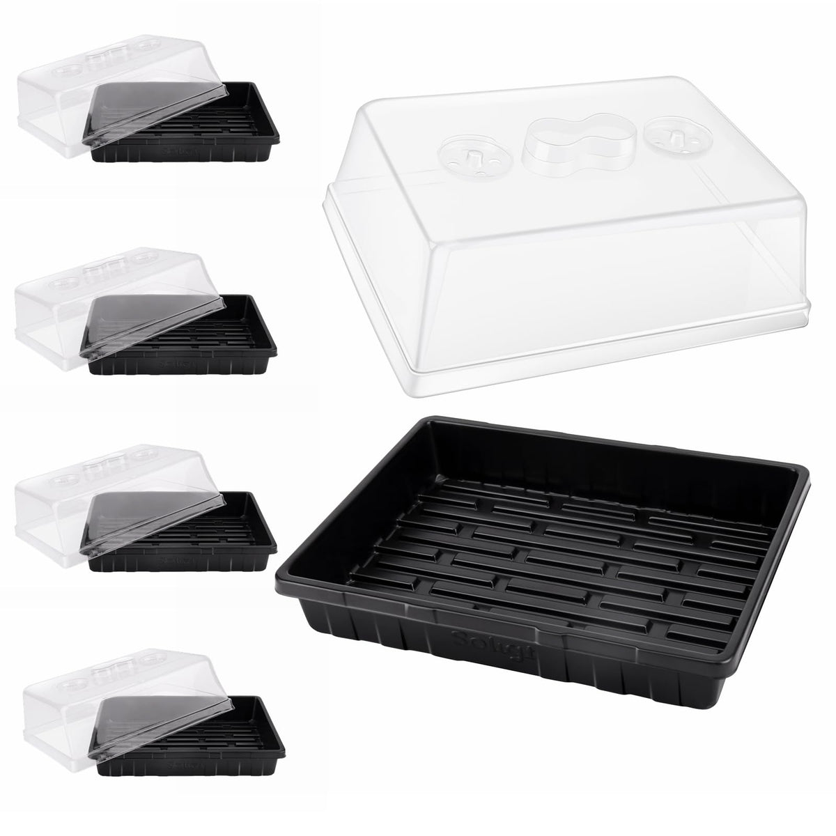 SOLIGT seed starter trays with 48 cells per tray for organized germination.