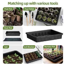 SOLIGT seed tray size 14x10.8x2.3 inches fits compact indoor setups.