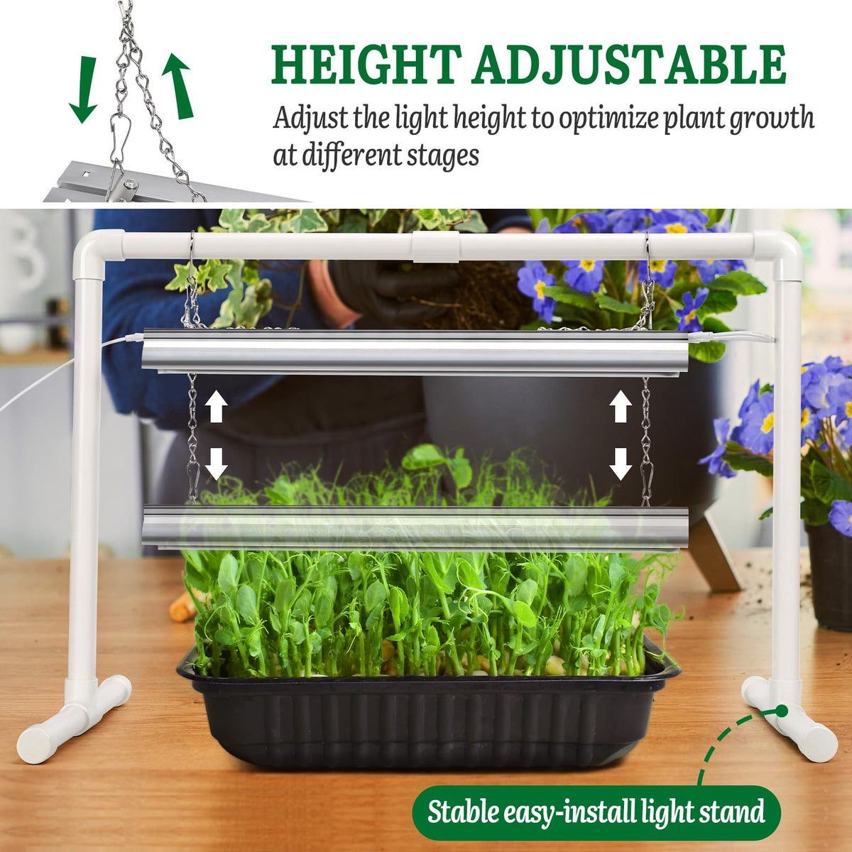 SOLIGT adjustable stand with PVC for light height.