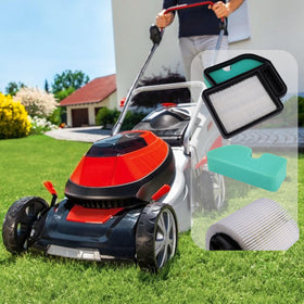 Easy-install air filter demonstrated during routine mower maintenance