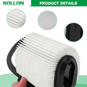 SOLLON air filter packaging highlights replacement compatibility and long-life design