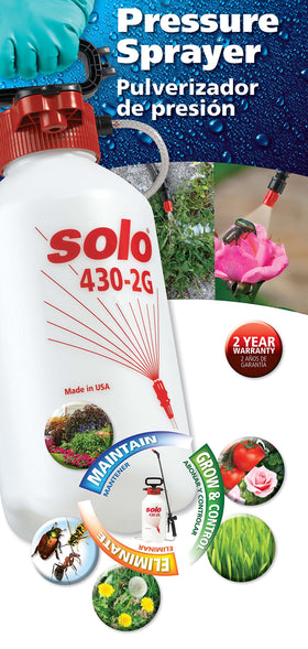 Solo 430-2G large-capacity tank for extended spraying sessions.