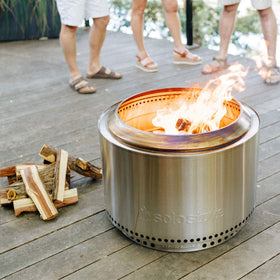 Stacked Solo Stove juniper logs in packaging for compact storage