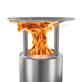 Solo Stove Mesa XL heat deflector shows a 10.5-inch diameter, concentrating warmth for more comfortable seating.