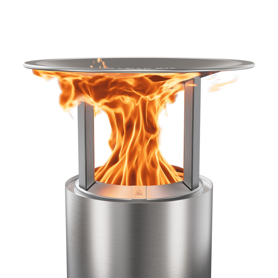 Solo Stove Mesa XL heat deflector shows a 10.5-inch diameter, concentrating warmth for more comfortable seating.