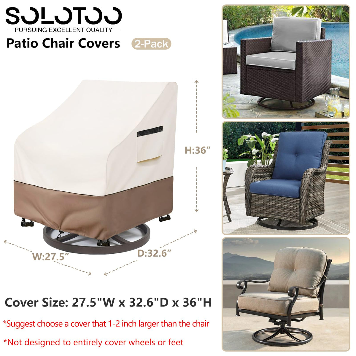 SoloToo beige chair cover close-up fabric texture of heavy-duty Oxford weave
