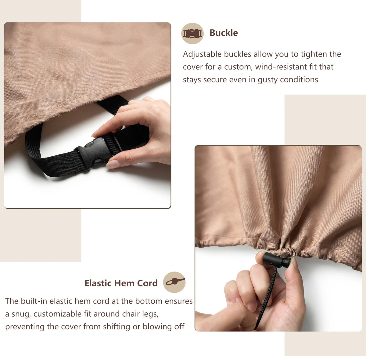 SoloToo beige chair cover storage bag included for off-season storage