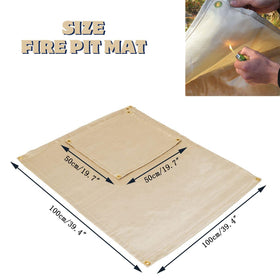 SoloWilder Fire Pit Mat on a deck, shielding wood from sparks