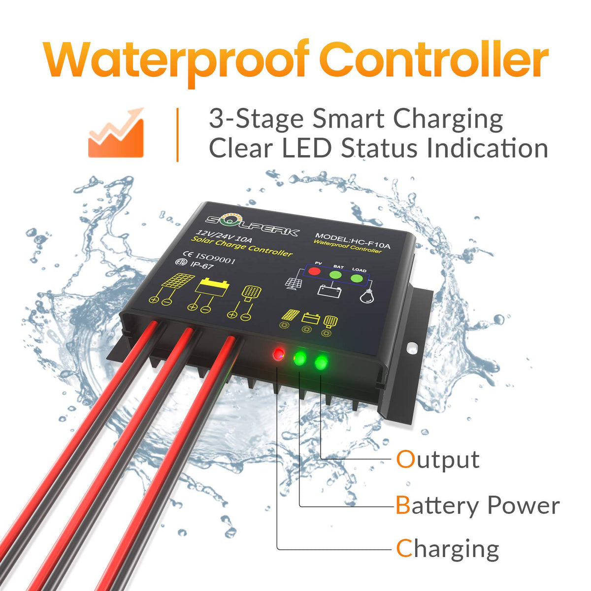 SOLPERK IP67-rated unit in rugged outdoor solar charging setup.