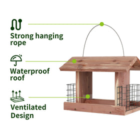 Solution4Patio hopper feeder holds two suet cakes for varied bird treats.