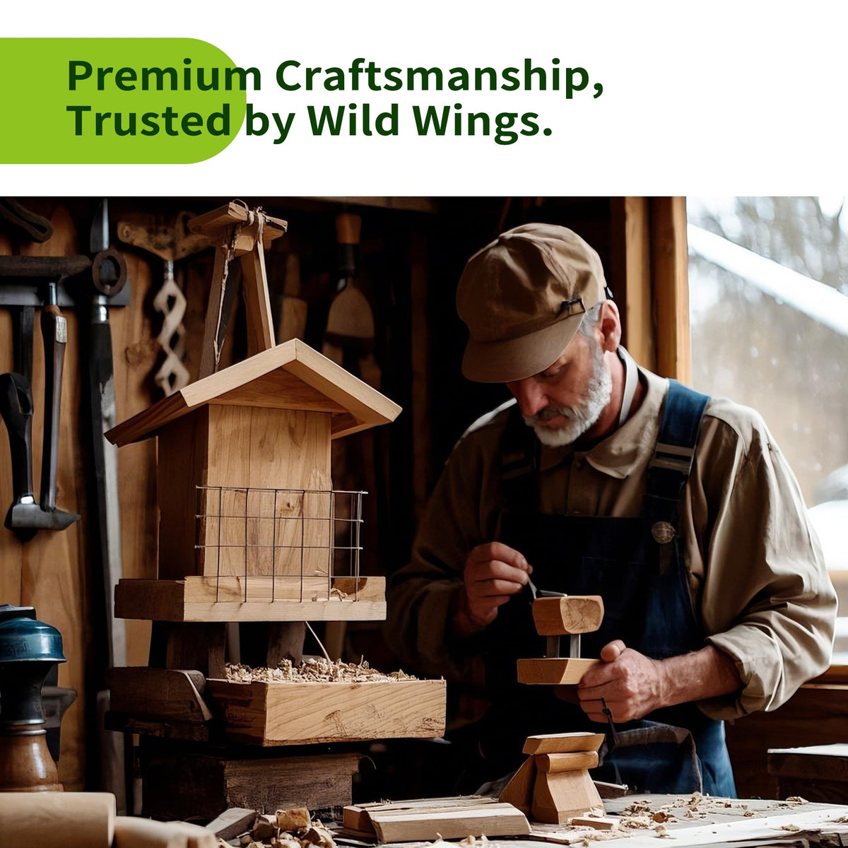 Solution4Patio cedar hopper feeder wide fill opening for easy refills.