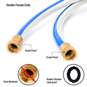 Solution4Patio short lead in garden hose 5ft no kink design stays flat during use.