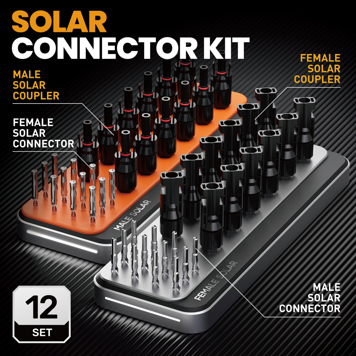 SOMELINE 12 pairs of solar connectors ready for installation and testing.
