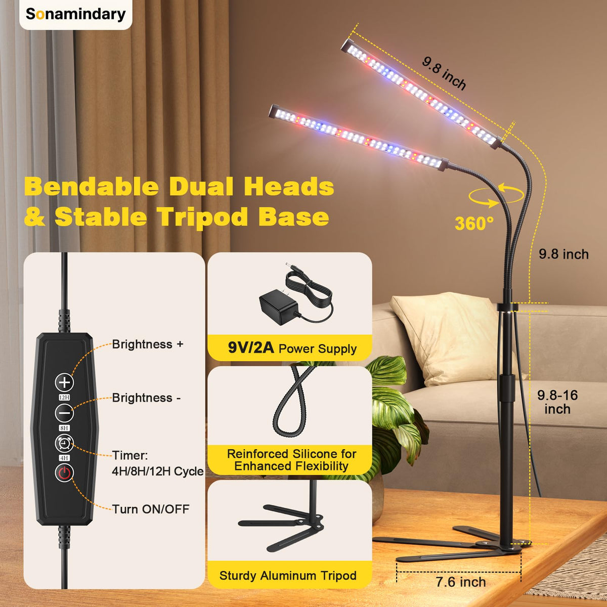 Sonamindary CRI 90 soft light preserves natural plant colors and reduces glare.