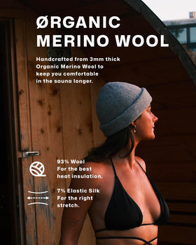 SØND Banya-inspired sauna cap blends tradition with modern style.