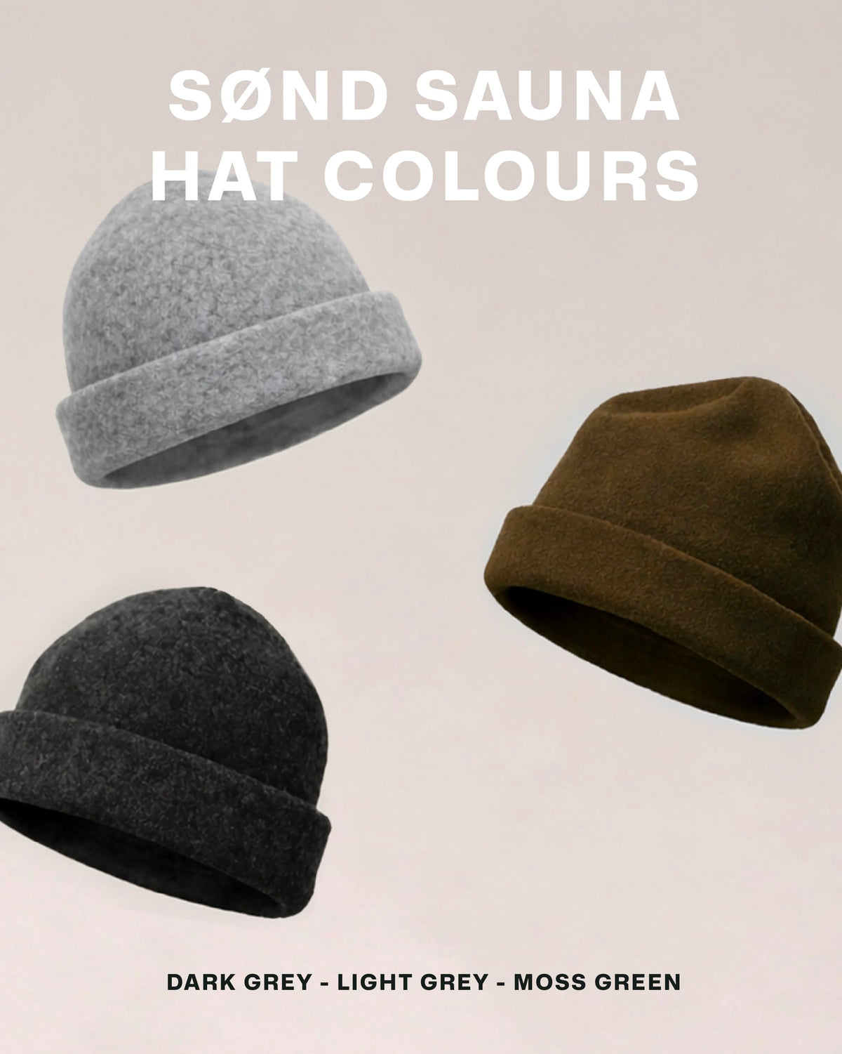 SØND dark-grey beanie-style sauna hat pairs with any sauna look while protecting hair