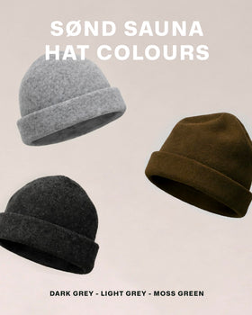 SØND dark-grey beanie-style sauna hat pairs with any sauna look while protecting hair