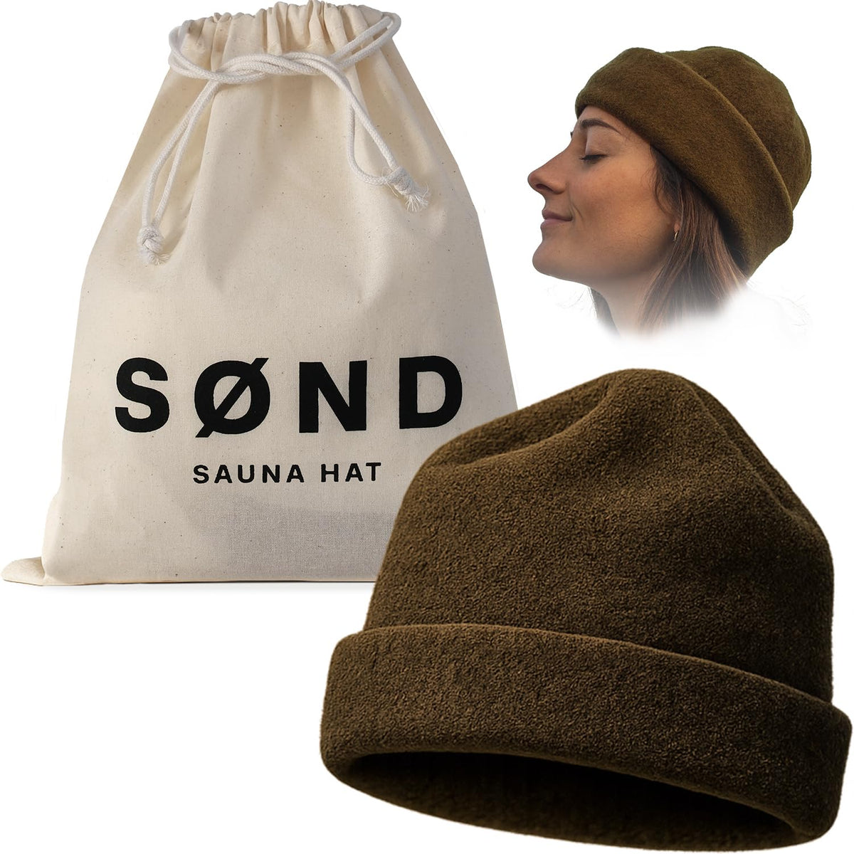 SØND sauna hat with merino-wool insulation protects hair during hot sauna sessions.