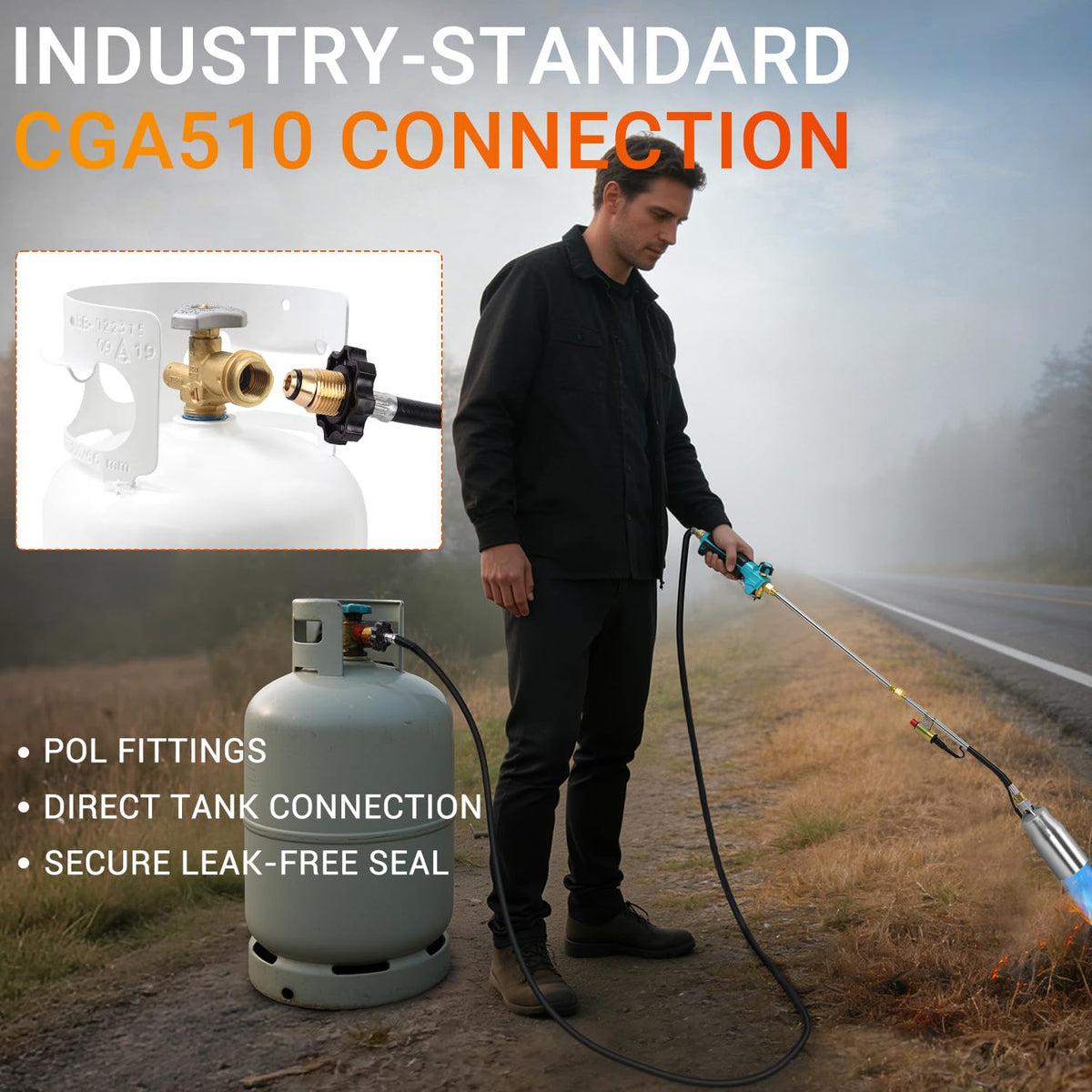 Sondiko torch used for ice and snow clearing with intense flame.