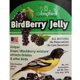 Songbird Essentials Birdberry Jelly 20oz; convenient jar for extended feeding.