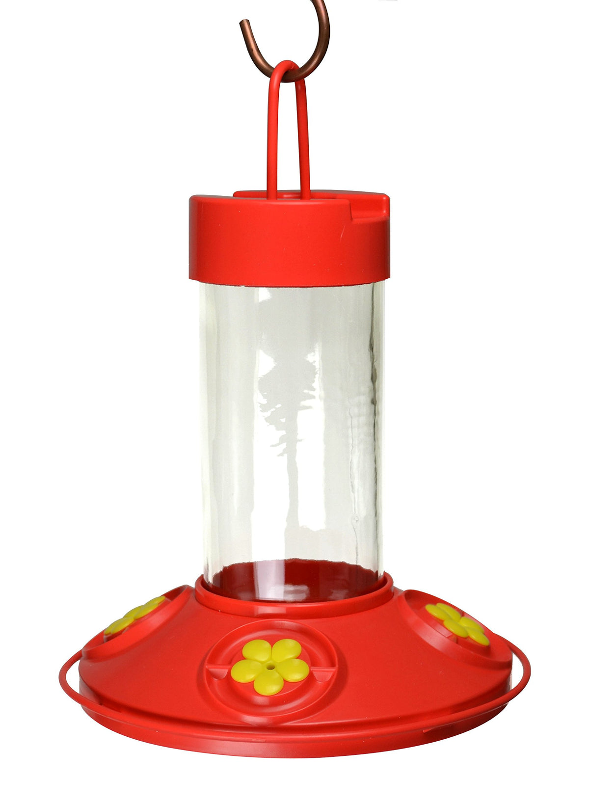 Songbird Essentials Dr JB's 16 oz Clean Feeder with Yellow Flowers attracts hummingbirds and is easy to clean.