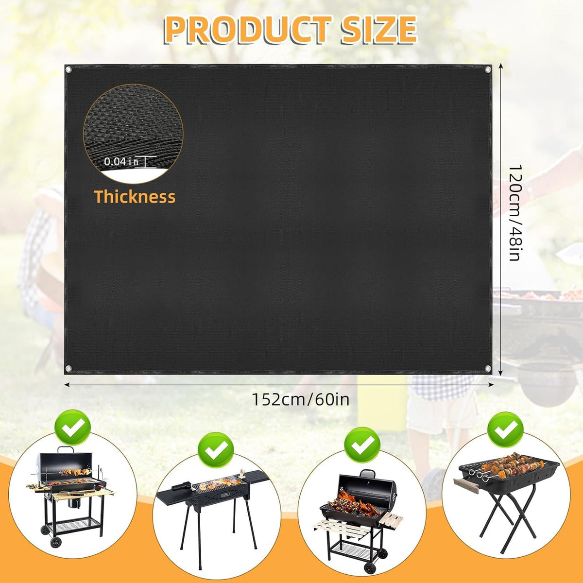 SONGC fireproof grill mat close up demonstrates heat resistance for grills