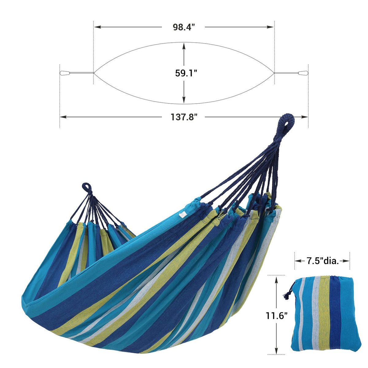 SONGMICS double hammock close-up fabric showing breathable cotton-polyester weave and durability