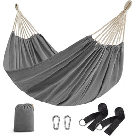 Songmics double hammock setup in garden for outdoor relaxation