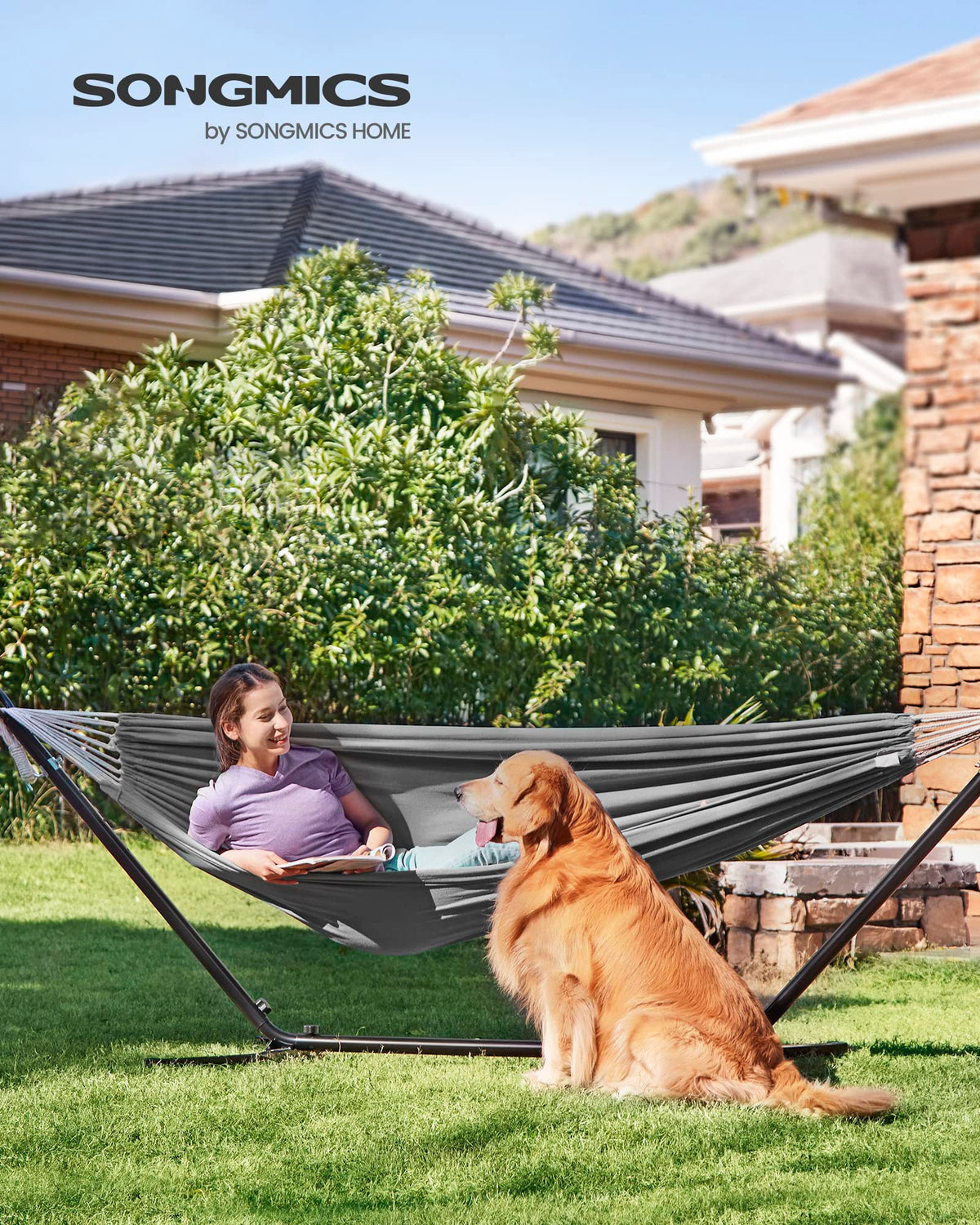 Songmics double hammock packed with carry bag for easy transport