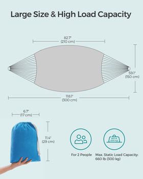 SONGMICS turquoise-hammock-fully-spread depicts generous lounging space