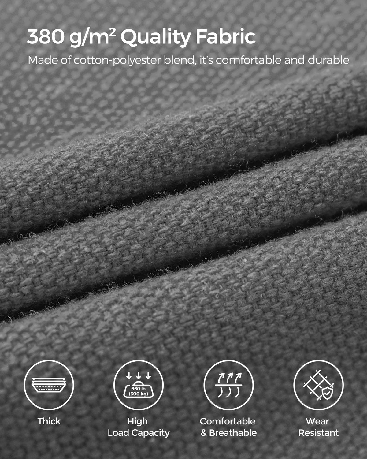 Songmics fabric close-up showing soft, durable 380gsm weave