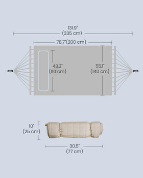 Songmics Hammock 300D fabric built for durable two-person lounging.