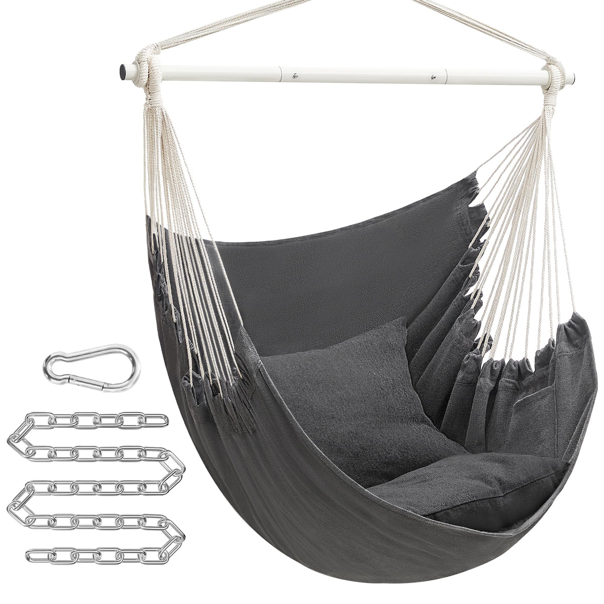 Songmics hammock chair cushions close-up showing soft padding for cozy indoor relaxation.