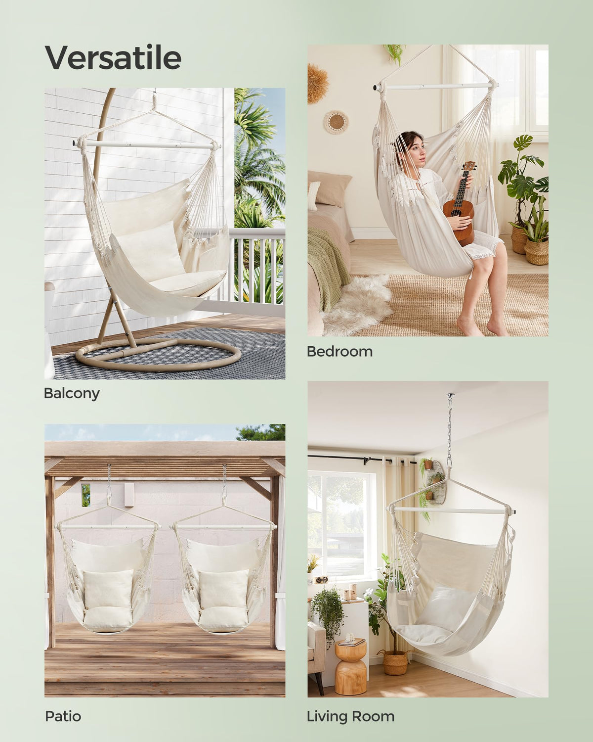 SONGMICS Hammock Chair with durable steel frame indicates sturdy support