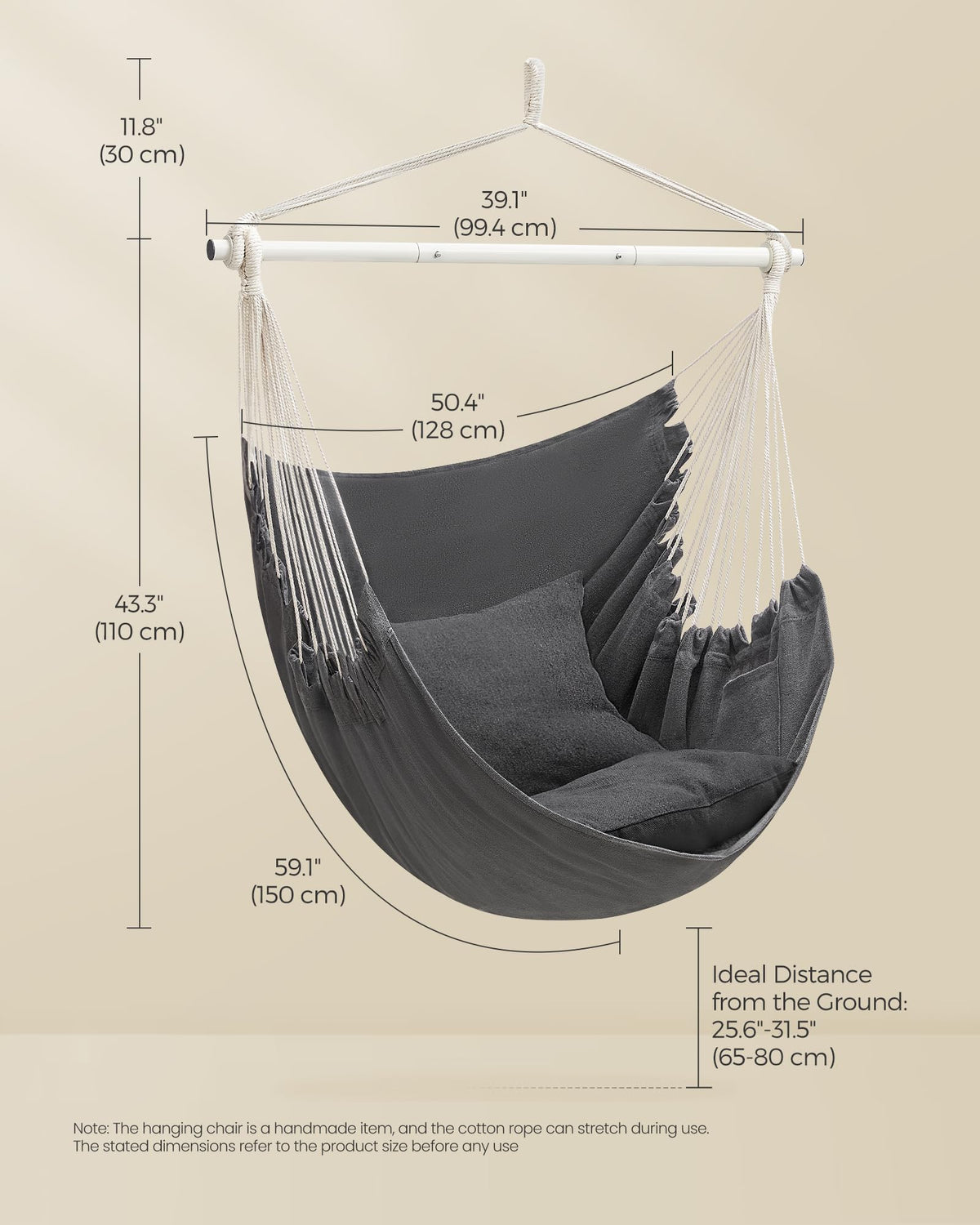 Songmics hammock chair indoor living room setup showcasing stylish bohemian flair.