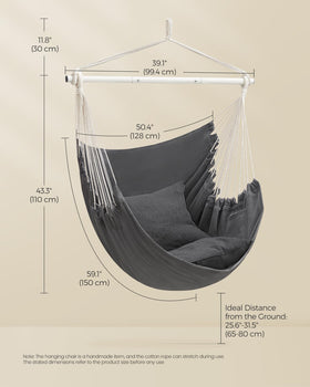 Songmics hammock chair indoor living room setup showcasing stylish bohemian flair.