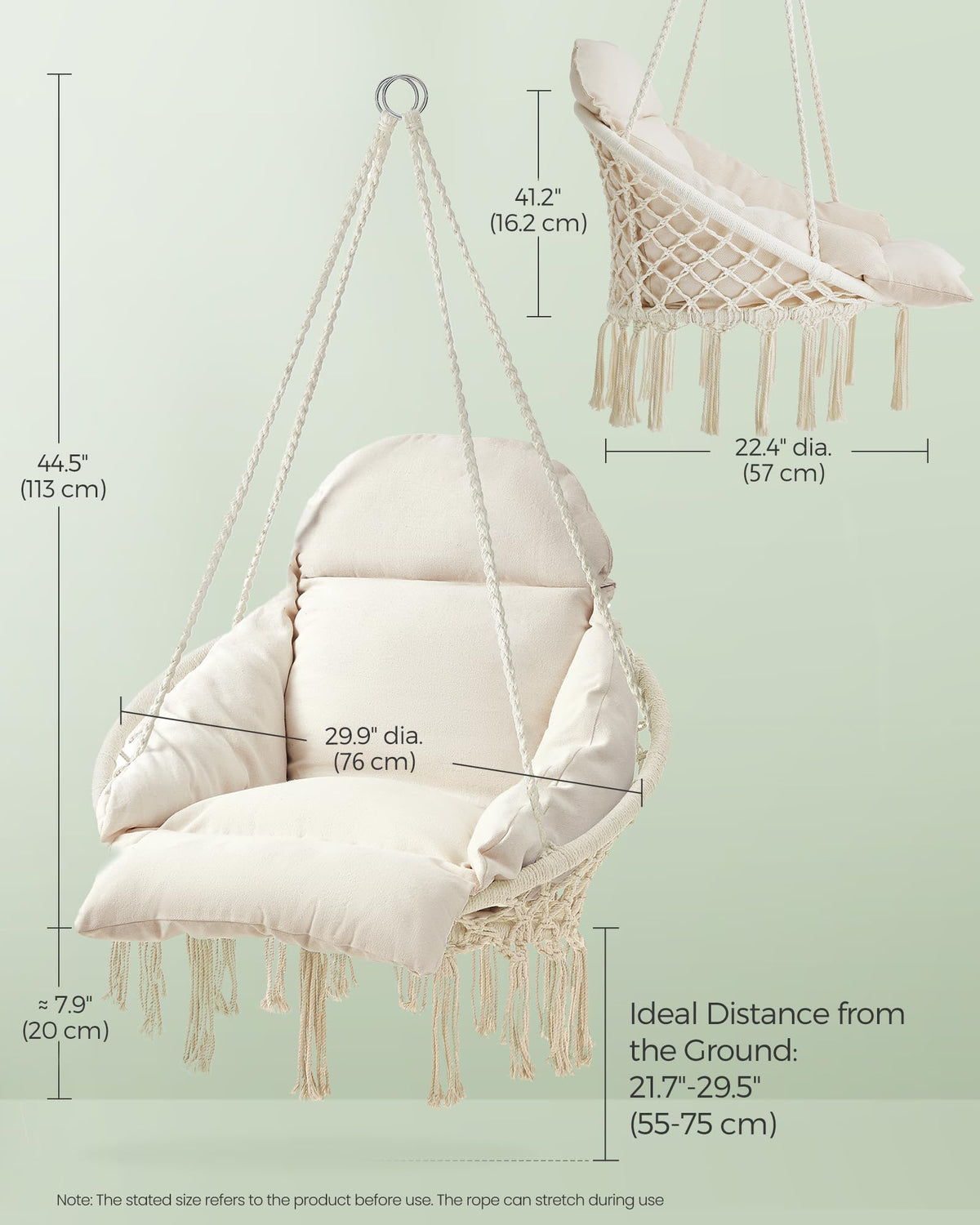 Songmics hammock chair metal frame supports up to 264 lb.
