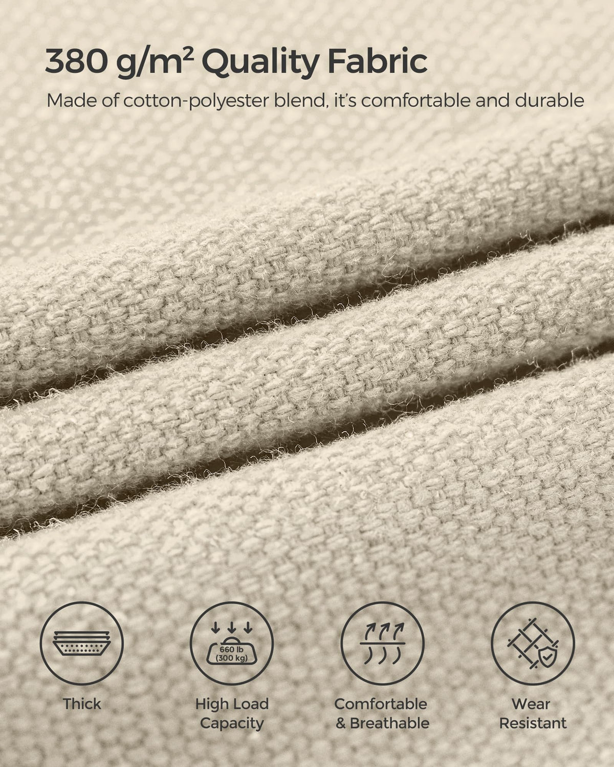 Close-up of beige fabric stitching on SongMics hammock.