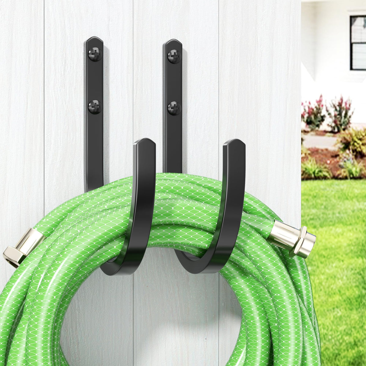 Songsoso aluminum hose holder close-up highlights rust-resistant finish for long outdoor use.