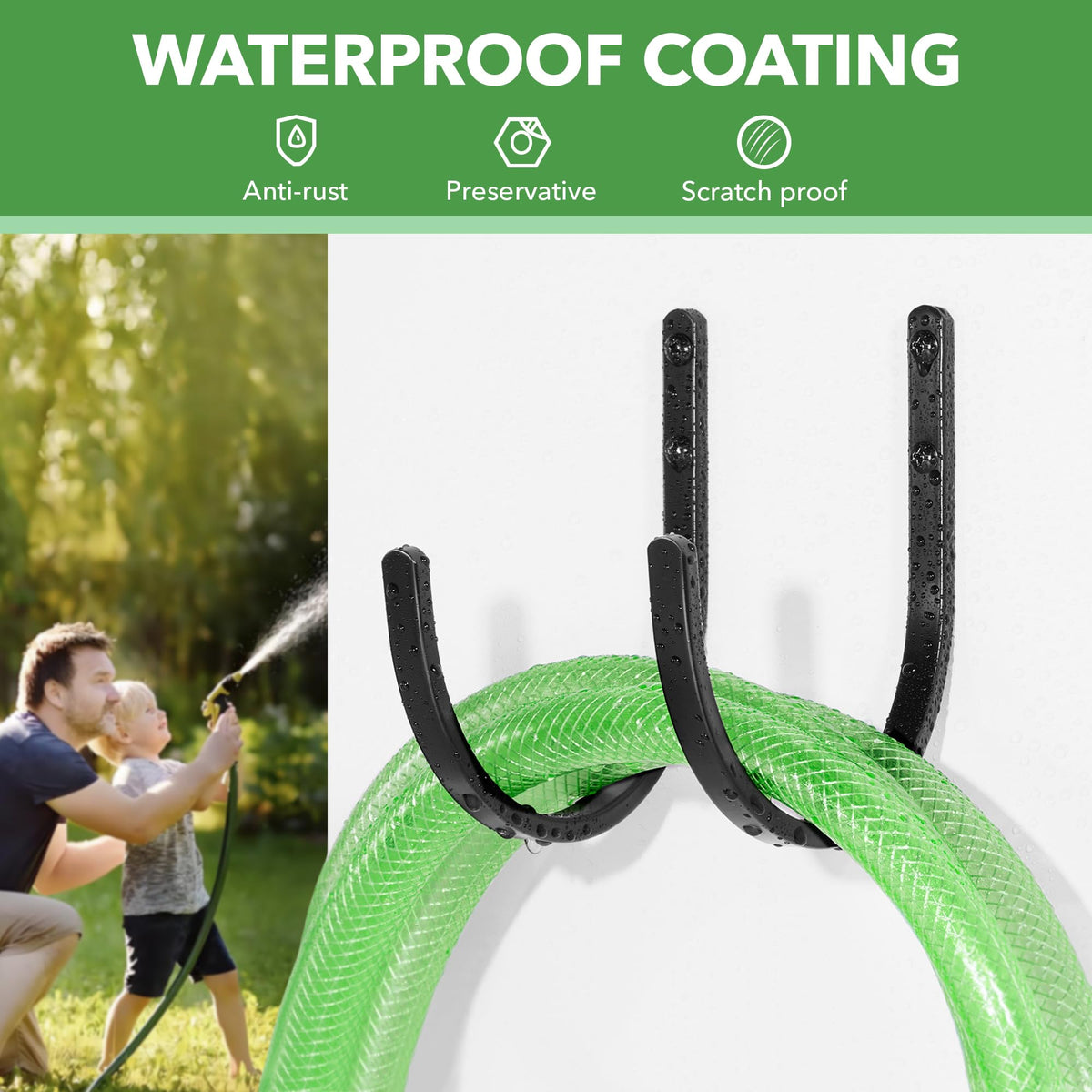 Songsoso weather-ready design withstands rain and sun while keeping hoses organized.