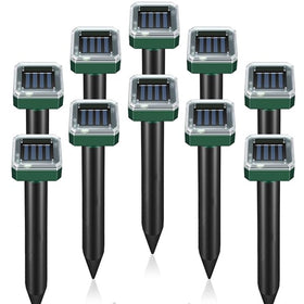 SonicPulse solar-powered mole repellent 10-pack ready for lawn installation