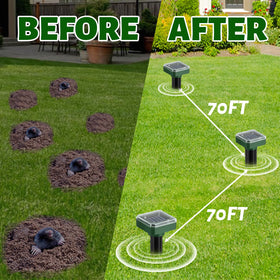 SonicPulse vole deterrent stake shields backyard beds with humane peace of mind