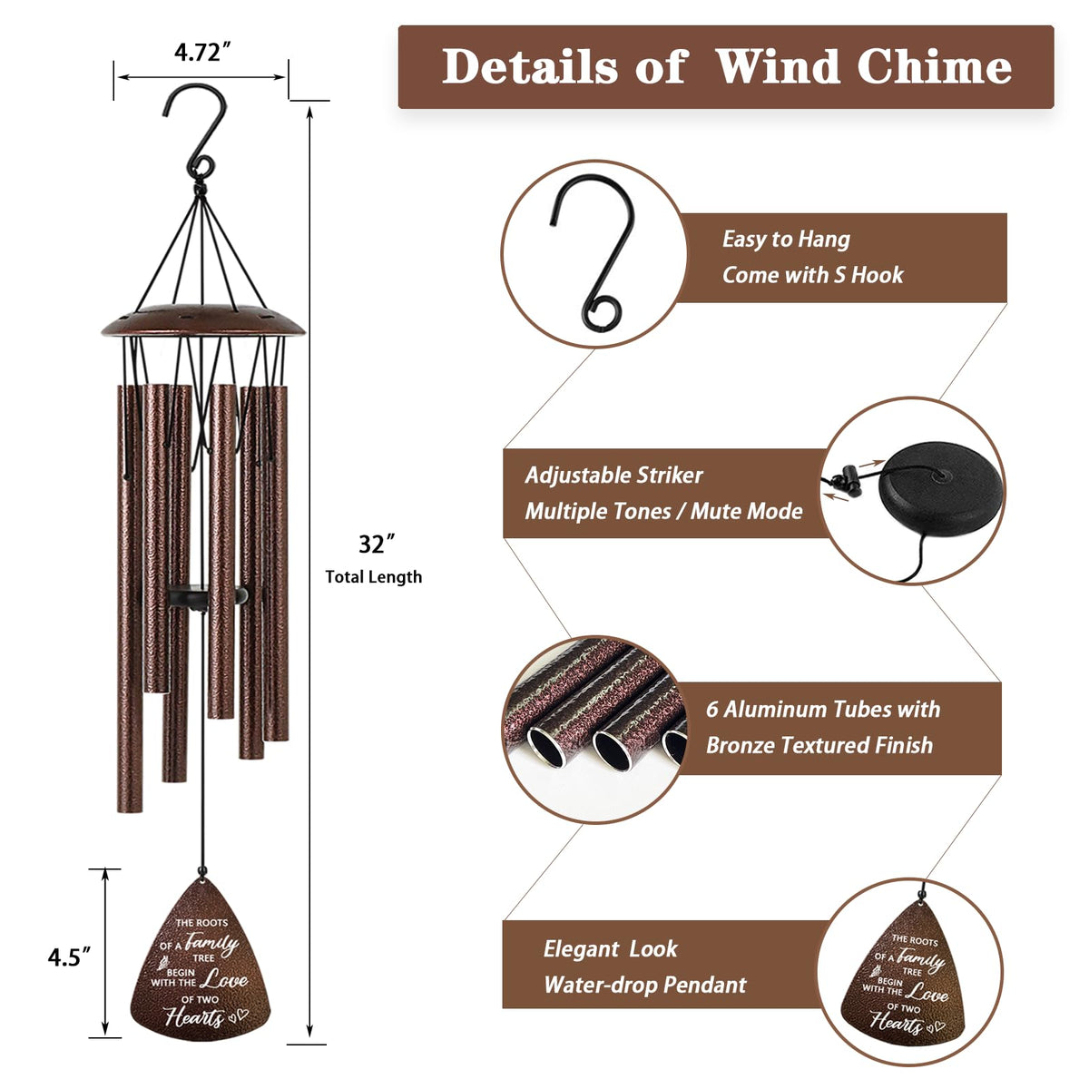 Soopau wind chimes come gift-ready with a box and card.